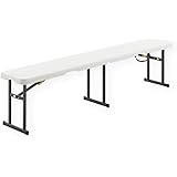 Living and More 6 Foot Fold-in-Half Bench with Carrying Handle, Easy Folding and Transport, Indoor/Outdoor Use, Sturdy Steel 