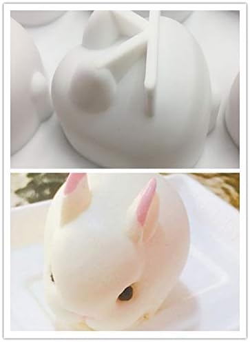 CHIDY Silicone 3D Bunny Cake Molds Handmade Craft Bake DIY Tools Fondant Cupcake Chocolate Mold Bakeware Candy Soap Baking Mould Decorating,6-Cavity