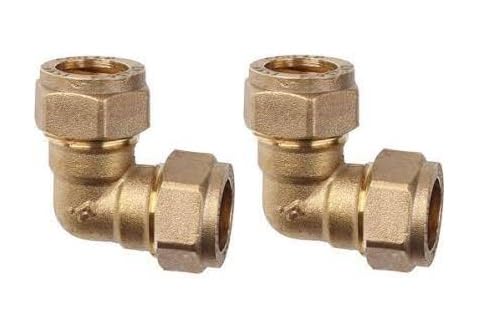hep® 15mm Brass Compression Elbow for CopperPipe, Plastic Pipe WRAS & BS Approved for Hot Cold Water Heating Cooling - Pack of 2