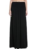 KIRA Women's High Waist Shirring Maxi Skirt with Pockets