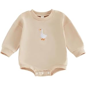 Merqwadd Baby Boy Girl Sweatshirt Romper Long Sleeve Bubble Bodysuit | Unisex Baby Long Sleeve Oversize Romper Top, Baby Goos