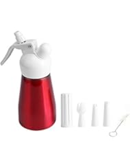 Whipped Cream Dispenser, 250mL Portable Red Aluminum Whipped Dessert Cream Butter Dispenser Whipper Foam Maker for Delicious Homemade Whipped Creams, Sauces, Desserts, and Infused Liquors