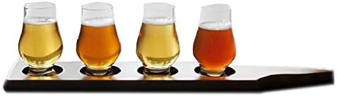 FPigSHS Wine Rack Cabinets Gourd type small capacity Craft beer mug holder Cup holder tray Tasting portable T-handle Solid wood 4 tasting wine glasses (Color : B)