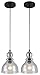 One-Light Adjustable Mini Pendant with Handblown Clear Seeded Glass, Oil Rubbed Bronze Finish - 2-Pack