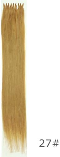 20 Inch I-Tip (Stick Tip) Cold Fusion Hair Extensions, 25 pcs Remy Human Hair Extensions (Light Auburn/Strawberry Blonde #27) by Clenna USA