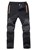 Gash Hao Mens Snow Ski Waterproof Softshell Pants Outdoor Hiking Fleece Lined Zipper Bottom Leg