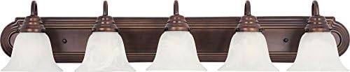 Maxim8015MROI I Essentials 36 Inch Five Light Marble Glass Dimmable Bathroom Vanity - Oil - Rubbed Bronze I LED Compatible I Modern Contemporary Light Fixture I