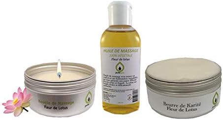 Purespa by Purenail Sensual Wellness Massage Gift Set - Lotus Flower Contains 1 Massage Candle, 1 Massage Oil Spray, 1 Pot Of Shea Butter, 1 Case