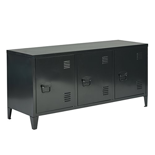 HouseinBox Office File Storage Metal Cabinet 3 Door Cupboard Locker Organizer Console Stand 3-in-1,Black