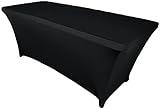 Wedding Linens Inc. Wholesale (200 GSM) 5 FT Rectangular Spandex Stretch Fitted Table Cover Tablecloths Black