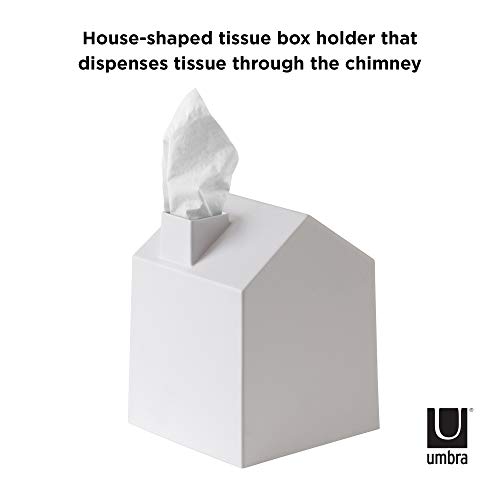 Umbra Casa Tissue Box Cover Adorable House Shaped Square Tissue Box Holder for Bathroom