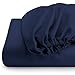 Bare Home Fitted Bottom Sheet Twin XL Size - Premium 1800 Microfiber - Ultra-Soft Hotel Luxury - Deep Pocket - Durable and Long Lasting (Twin XL, Dark Blue)