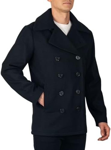 Leather Jacketz Men's Dark Navy Blue Wool Blend Peacoat - Double