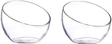 WGV Clear Slant Cut Bowl Glass Vase/Glass Terrarium, 6" x 2.7" With Glass Cleaning Cloth (2-Pack)