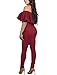 PRETTYGARDEN Off Shoulder Sleeve Hollow Out Sexy Women Bodycon Long Jumpsuit Rompers (Medium, 2186-Red)