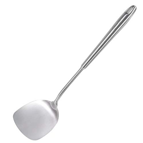 Newness Wok Spatula, [Rustproof, Heat Resistance, Integral Forming] Durable 304 Stainless Steel Spatula Turner with Vacuum Ergonomic Round Handle, Cooking Wok Turner Shovel for Kitchen, 15.16 Inches - Thumbnail 7