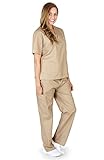 NATURAL UNIFORMS Women's Scrub Set Medical Scrub Top and Pants, XX-Large, Khaki