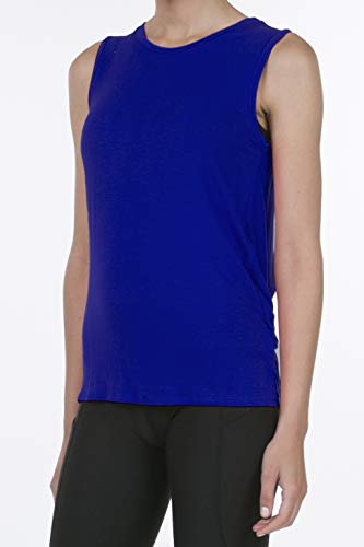 9056 Women's Backless Yoga Workout Active Loose Knotted Back Tank Top Royal L