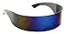 Futuristic Shield Sunglasses Monoblock Cyclops Blue Mirror Lens