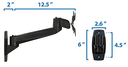 Mount-It! MI-32114 Articulating Rotating and Tilting Single Arm Wall Mount with Quick Release Action for Vesa Compliant 75x75 mm and 100x100 mm Computer Monitors, LCDs, LEDs, and Flat Panel TV Displays Below 30 Inches, Black - Thumbnail 6