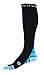 Compression Socks (1 pair) for Women & Men by Wave - Best For Running, Athletic Sports, Crossfit, Flight Travel, Maternity Pregnancy, Nursing (Black & Blue, L-XL)