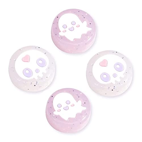 PERFECTSIGHT Cute Thumb Grip Caps for PlayStation 4/5, PS5, PS4, Xbox Series X/S, Xbox One, Switch PRO Controller, 4PCS Kawaii Soft Rubber 3D Analog Thumbsticks Grips Joystick Cover - Glitter Ghost