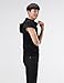 4BS Mens Casual Buckle Zipper Slim Hoodie Cotton Solid Short Sleeve T-Shirts Black US L(Tag Size 2XL)