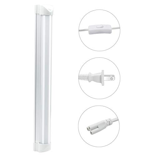 (1 Pack) T8 1FT LED Integrated Single Fixture- 850lm 4W Under Cabinet Light, 6500k White, Ceiling and Utility Shop Light, Frosted Cover, Corded Electric with Built-in ON/Off Switch