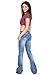 Cindy.H Women's Faded Flared Hipster Bootcut Stretch Jeans with Frayed Leg Ends