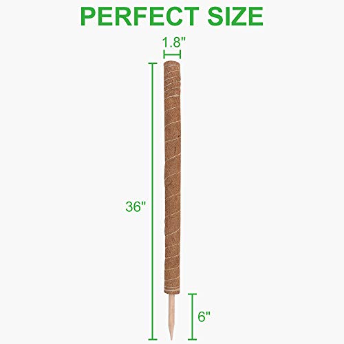 image for GROWNEER 36 Inches Coir Totem Pole with 15 Pcs Plant Labels, Coir Moss