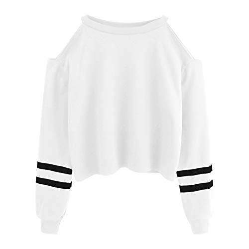 BeautyVan Women's Off the Shoulder Long Sleeve Blouse Striped Sweatshirt Pullover Casual Crop Tops Shirt