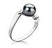 Black 6-7mm AAA Quality Freshwater 925 Sterling Silver Cultured Pearl Ring - Size-8