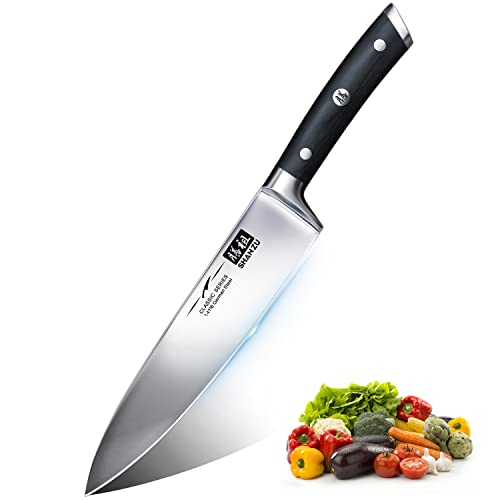 SHAN ZU Kochmesser Deutscher Edelstahl 20cm Küchenmesser Extra Scharfe Messerklinge mit ergonomischer Griff Exquisiter Geschenkverpackung