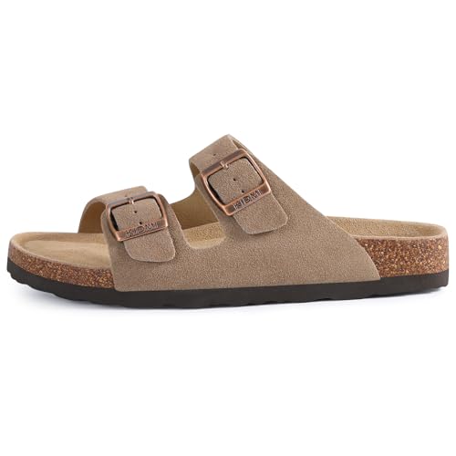 KIDMI Unisex Summer Sandals Arch Support Cork Footbed Slide Sandals with Double Adjustable Buckle for Women Men