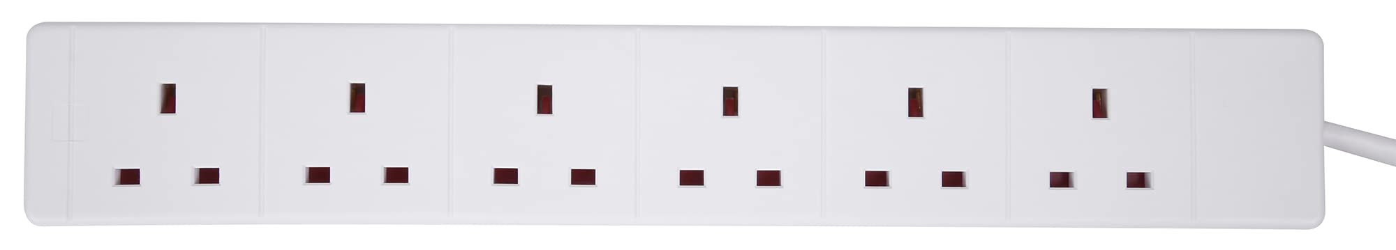 Pro Elec 6-Outlet Extension Lead, UK Plug, 13A, 250V, 2m Cable – White – PELB1526