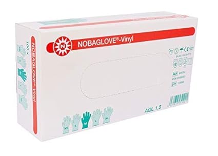 100 Stück Einmalhandschuhe NOBAGLOVE Vinyl Puderfrei Größe: medium ( mittel )