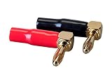 Monoprice 10 Pair Right Angle 24k Gold Plated Banana Speaker Wire Cable Screw Plug Connectors (121915)