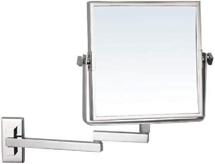 Nameeks AR7722-CR-3x Glimmer Square Wall Mounted Double Face 3x Magnification Makeup Mirror, Chrome