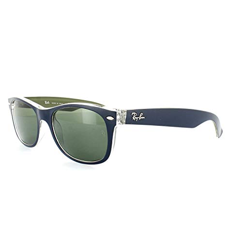 RAY-BAN RB2132 New Wayfarer Sunglasses, Military Blue & Green/Green, 52 mm