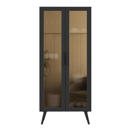 Multimóveis Cristaleira com 2 Portas de Vidro Retrô 68cm Urban MP6040 Preto