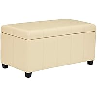 First Hill Damara Lift-Top Storage Ottoman Bench with Faux-Leather Upholstery, Vanilla