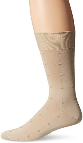 Punto Men's Windowpane Sock, Light Khaki, Sock Size:10-13/Shoe Size: 6-12
