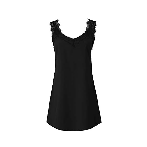 Vestidos Verano Mujer Casual Comodo,Mini Vestido Casual Sin Mangas con Cuello En V Y Correa De Espagueti De Encaje para… | DeHippies.com