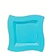 Party Perfect Premium Wavy Square Plates Tableware, Caribbean Blue, Plastic , 6