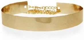 Full Metal Waist Adjustable Belt Metallic Gold Plated Wide Obi Band With Chains Good for Gift and Fashion