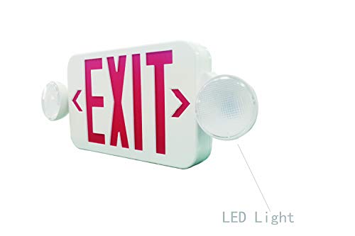 LED Emergency Exit Light With Battery Backup - 2 Round Heads, Wall Mount, UL 924 Listed