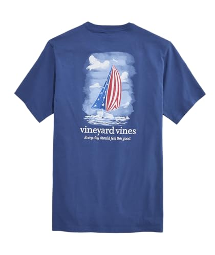 vineyard vines Painted Americana Sail Short-Sleeve Pocket Tee, Moonshine, XXL