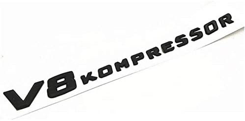 Chrome/Matte Black V8 KOMPRESSOR Plastic Car Trunk Rear Sides Letters Badge Emblem Emblems Decal Sticker for Mercedes Benz AMG (Matte Black)