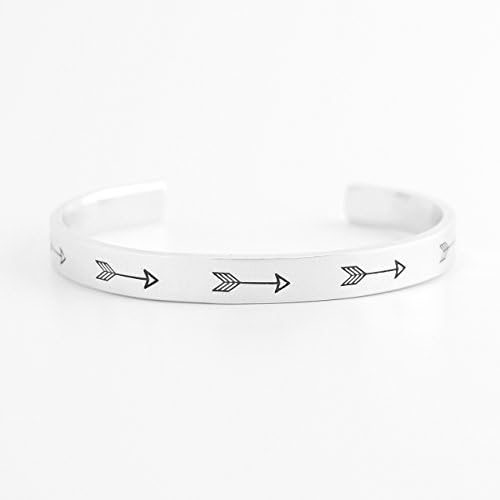 Continuous Arrows Hand Stamped Skinny Cuff Bracelet - Aluminum