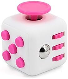 Fidget Cube - (4 Colors) premium quality Cube Toy For Anxiety Stress Relief Attention Focus For Children / Adult Gift ADHD (White / Pink)